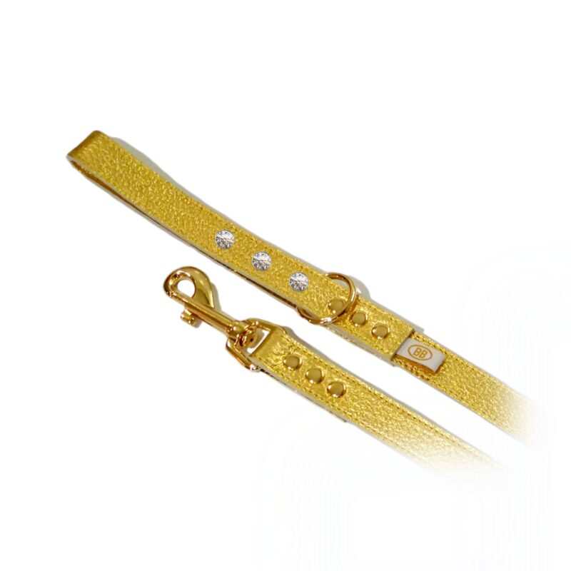 buddy belts leather leash three quarter inch limited gold nugget crystals