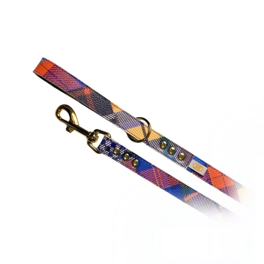 buddy belts leather leash three quarter inch elite tartan